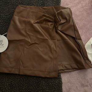 Brown Faux Leather Princess Polly Skirt